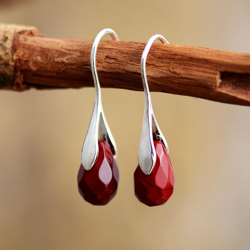 Red Coral Dangle Drop Earrings 925 Silver | TreasureBay